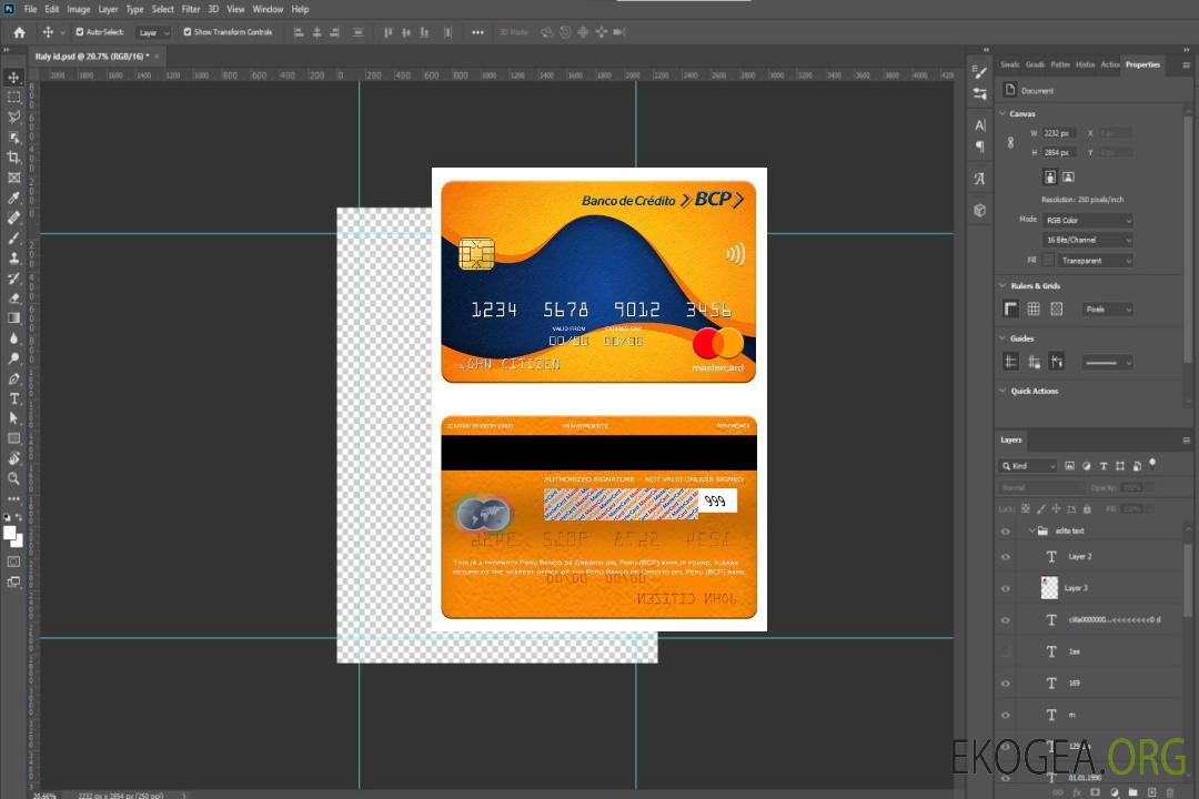 Carte bancaire Mastercard de la Banco de Credito del Peru (BCP) du Pérou template